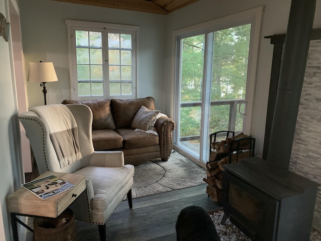 living area with hardwood / wood-style flooring