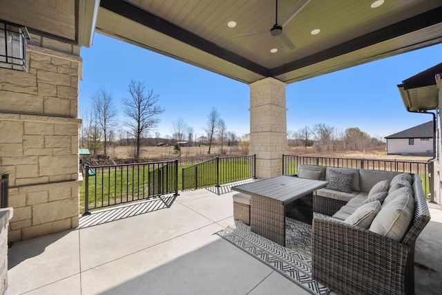 73404 Castle, Armada, MI 48005 - view of patio / terrace featuring an outdoor hangout area and a ceiling fan