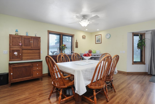 826 Hendricks Dr, Monroe, MI 48162 - dining space with baseboards, wood finished floors, and ceiling fan