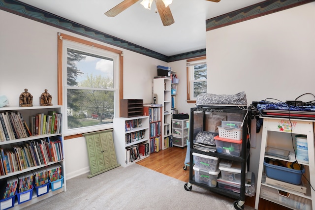 826 Hendricks Dr, Monroe, MI 48162 - interior space featuring carpet floors and a ceiling fan