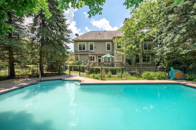 view of pool featuring fence and a fenced in pool