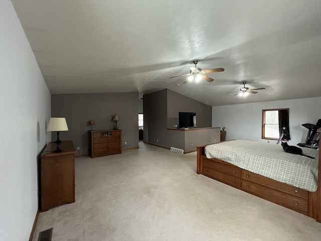 34722 36th Ave, Paw Paw, MI 49079 - bedroom with lofted ceiling, light carpet, baseboards, and a ceiling fan