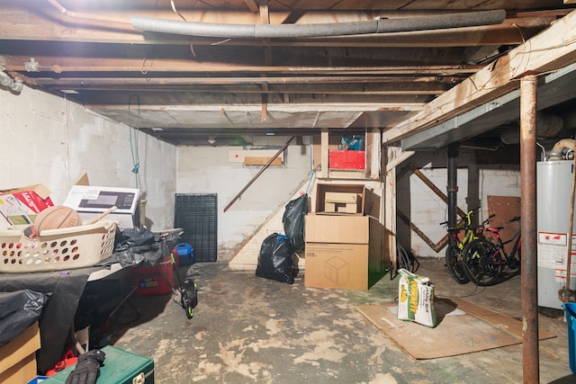 unfinished below grade area with water heater