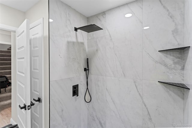 3761 Campbell St, Dearborn, MI 48124 - bathroom featuring a marble finish shower