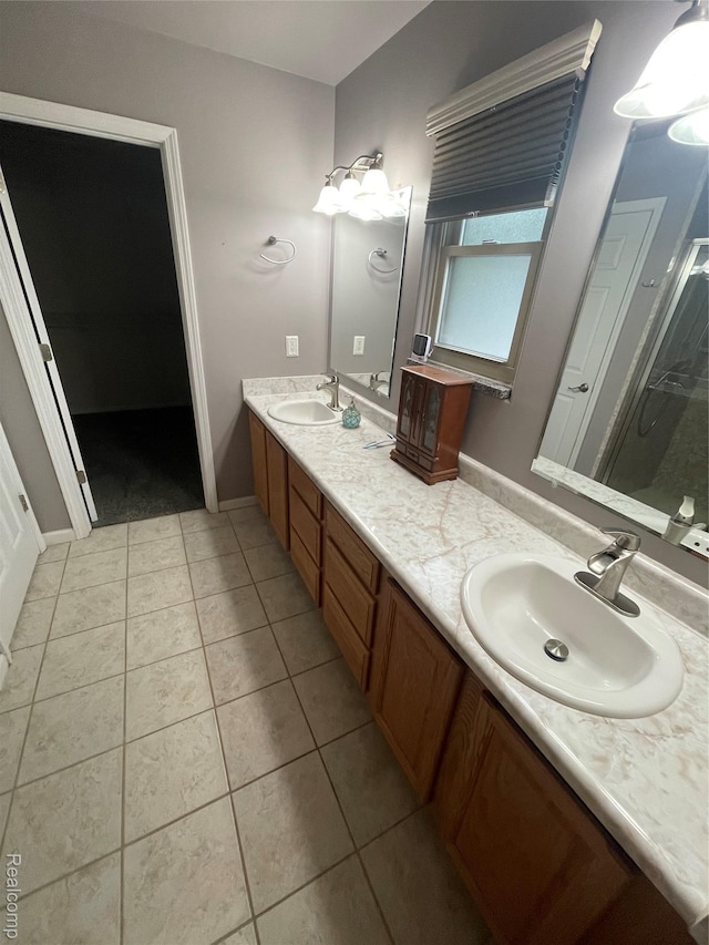 5652 N Lake Dr, Kimball, MI 48074 - full bath featuring double vanity and tile patterned floors