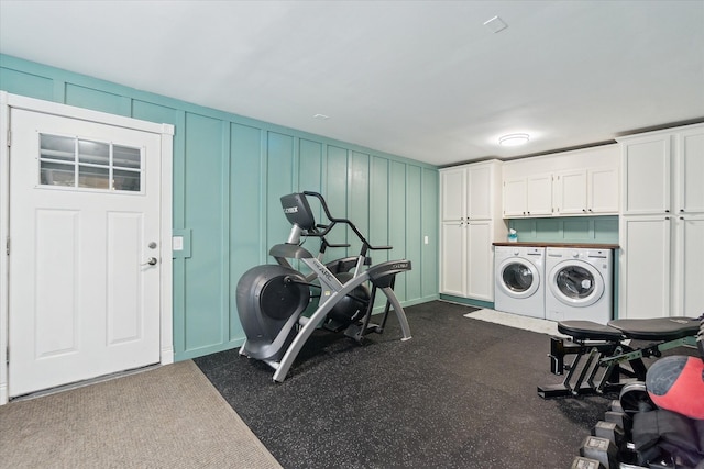 2510 Ruth Dr, Fenton, MI 48430 - exercise room with a decorative wall and independent washer and dryer
