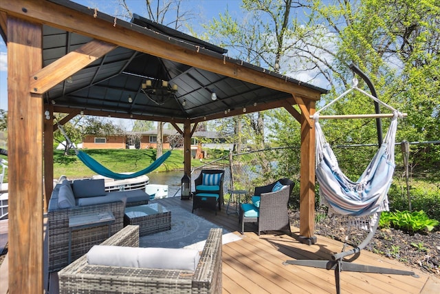 2510 Ruth Dr, Fenton, MI 48430 - deck with an outdoor living space and a gazebo