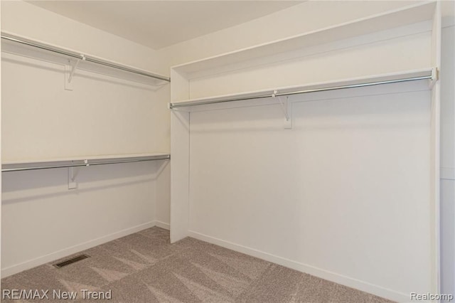 spacious closet with visible vents and carpet