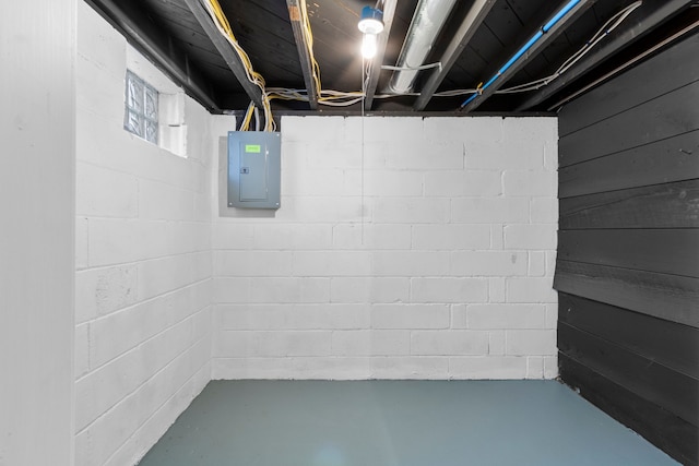 below grade area featuring electric panel