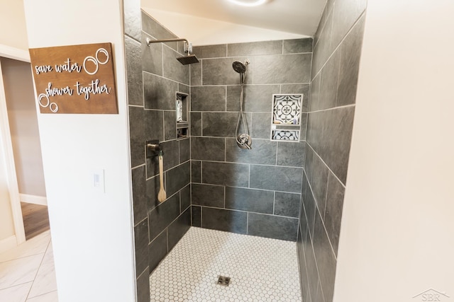 7841 Peninsular Dr, Farwell, MI 48622 - full bathroom with marble finish floor and tiled shower