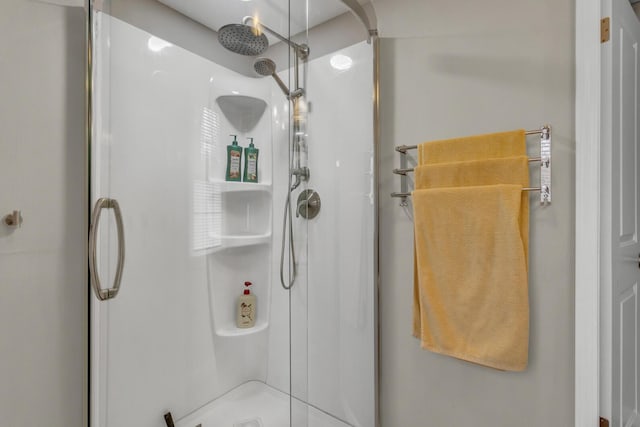 room details featuring a shower stall