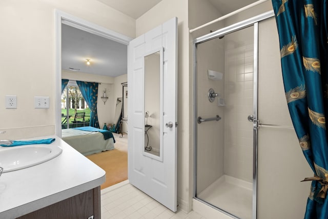 52140 Naugatuck Dr, Macomb, MI 48042 - bathroom featuring tile patterned floors, ensuite bathroom, and a shower stall