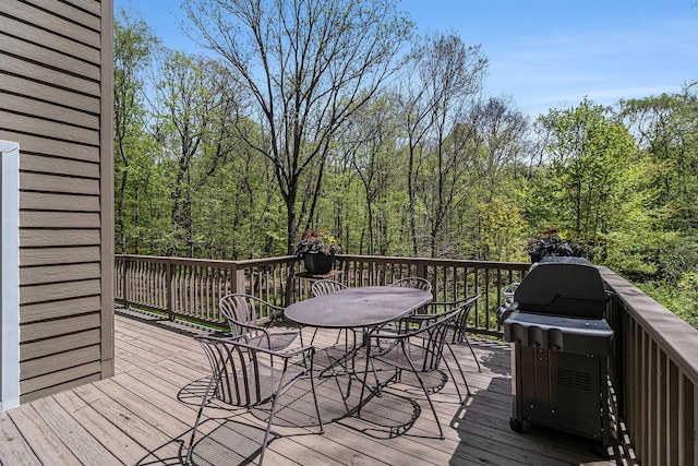 975 Pine Needle Trl, Rochester, MI 48306 - wooden deck featuring outdoor dining space and a view of trees