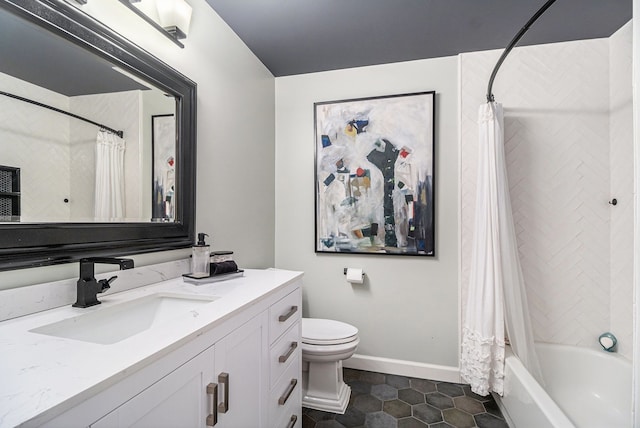 975 Pine Needle Trl, Rochester, MI 48306 - bathroom with tile patterned floors, toilet, baseboards, vanity, and shower / tub combo