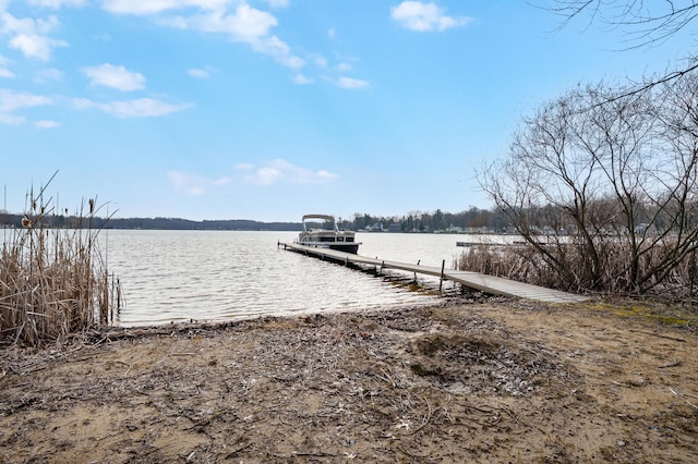 view of dock featuring a water view