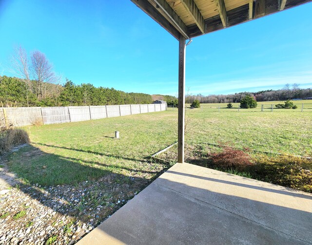6039 W Morris Lake Rd, Mears, MI 49436 - view of yard with fence, a patio area, and a rural view