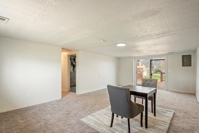 20100 Wick Rd, Taylor, MI 48180 - dining room with a textured ceiling, light carpet, and visible vents