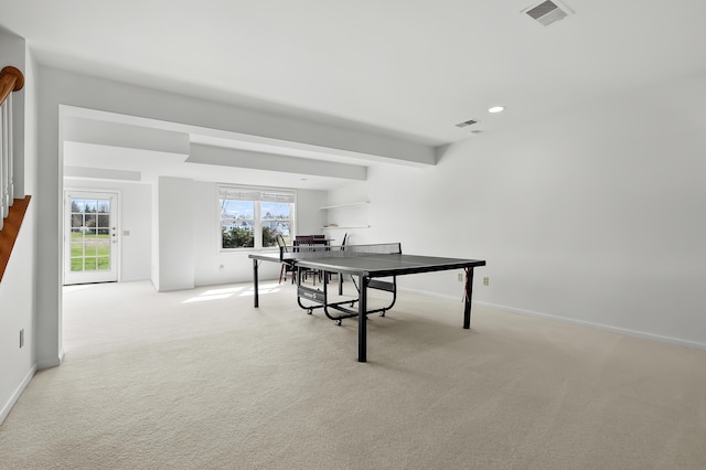 7511 Dunross Dr, Portage, MI 49024 - interior space with recessed lighting, baseboards, visible vents, and carpet