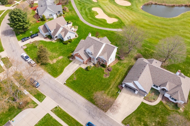 7511 Dunross Dr, Portage, MI 49024 - aerial view with view of golf course, a water view, and a residential view