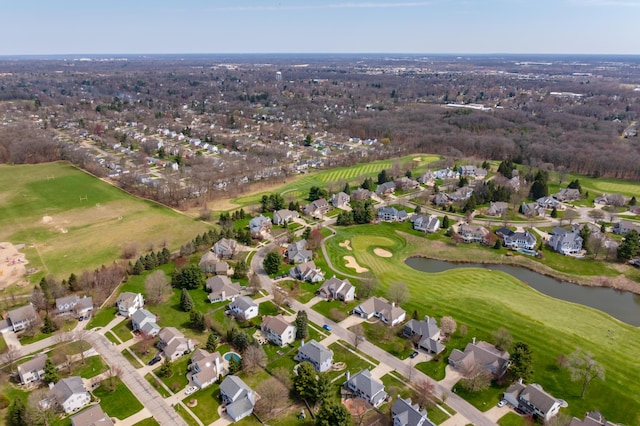 7511 Dunross Dr, Portage, MI 49024 - birds eye view of property featuring view of golf course, a water view, and a residential view