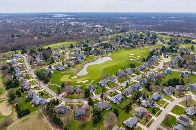 7511 Dunross Dr, Portage, MI 49024 - birds eye view of property with view of golf course, a water view, and a residential view