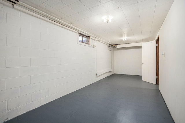 basement featuring concrete block wall