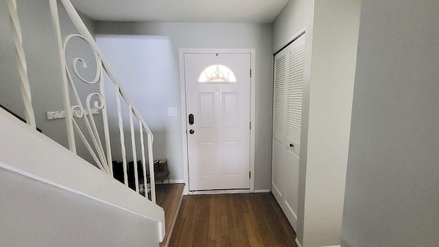 23528 King Dr, Clinton Township, MI 48035 - entryway with stairway and wood finished floors