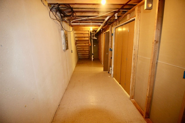 below grade area with electric panel