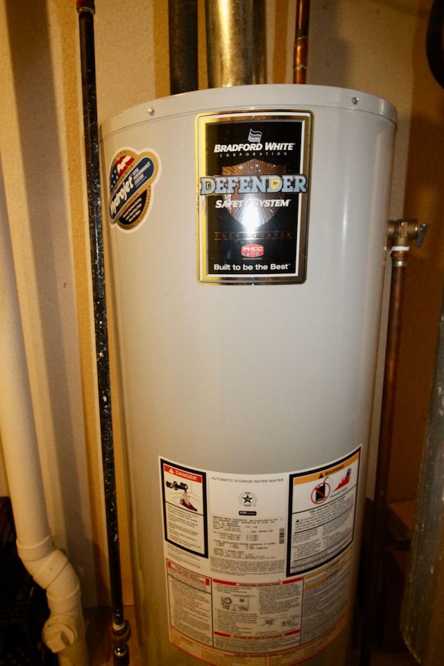 utility room featuring water heater