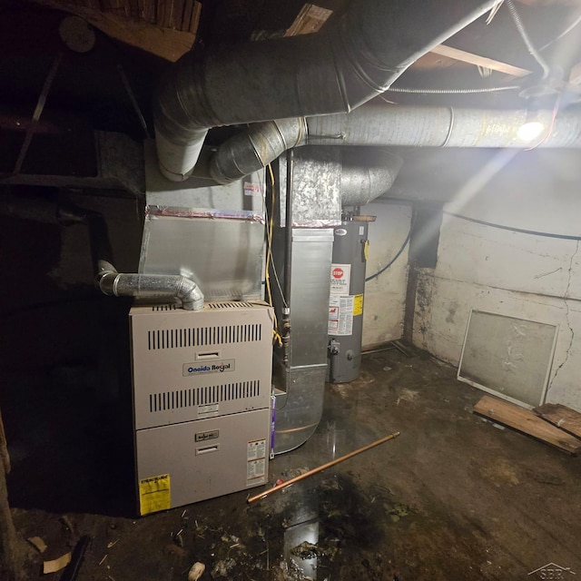 utility room with water heater
