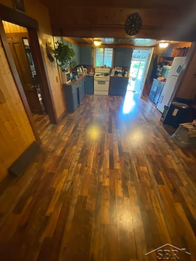 1390 E Wilcox Ave, White Cloud, MI 49349 - hall with dark wood finished floors