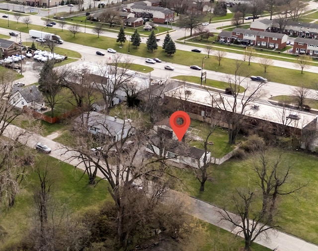 aerial overview of property's location featuring nearby suburban area