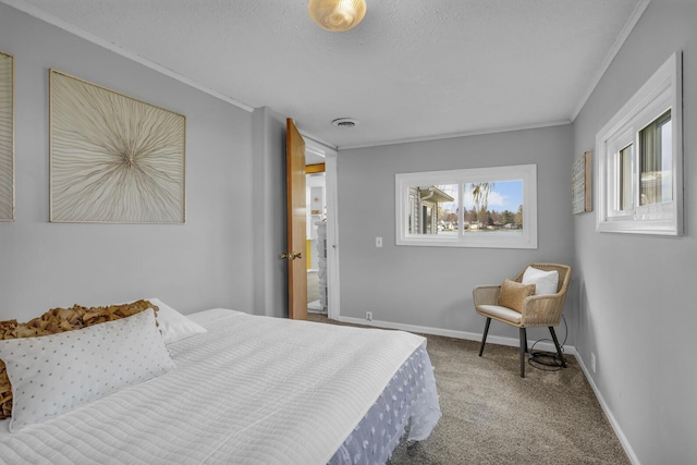 8033 S Portage Rd, Jackson, MI 49201 - carpeted bedroom with visible vents, crown molding, and baseboards
