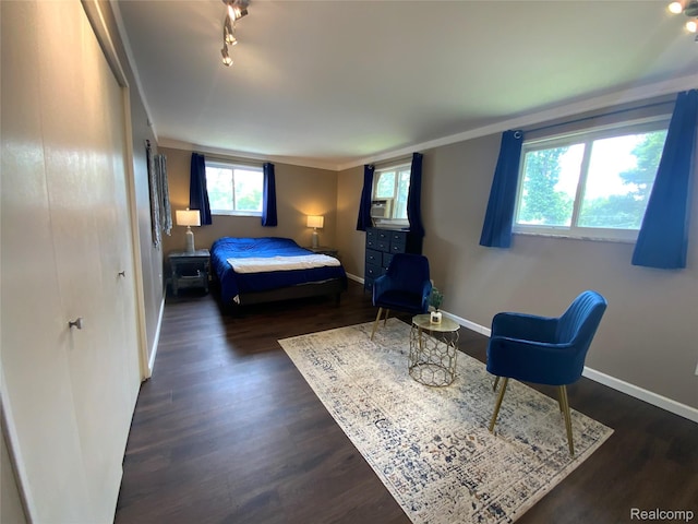 135 Gerald Ave, Clawson, MI 48017 - bedroom featuring dark wood finished floors, baseboards, and track lighting