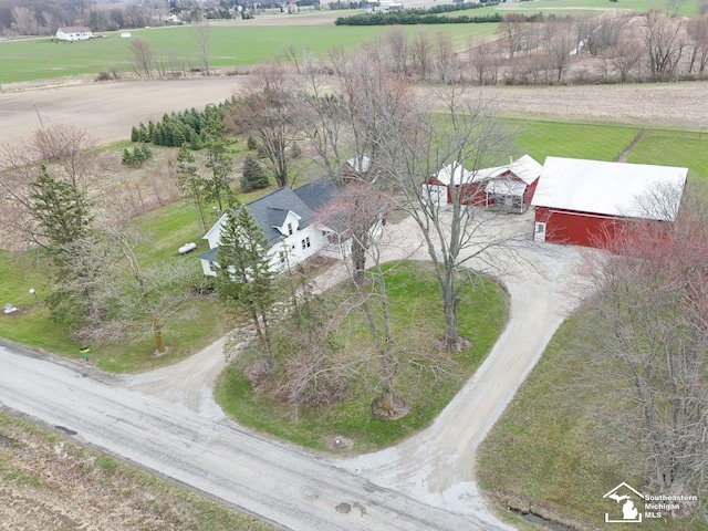 bird's eye view featuring a rural view