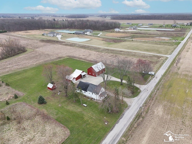 aerial view featuring a rural view