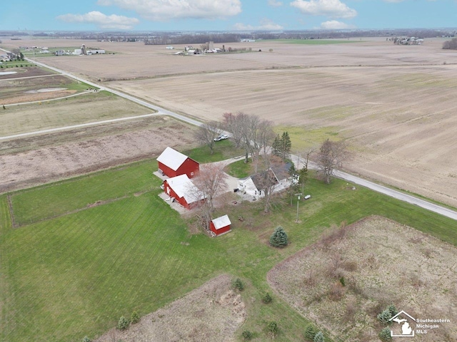 drone / aerial view with a rural view