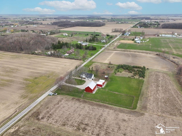 aerial view with a rural view