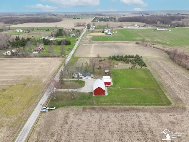 bird's eye view with a rural view