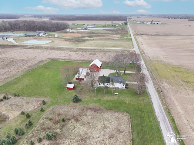 aerial view with a rural view