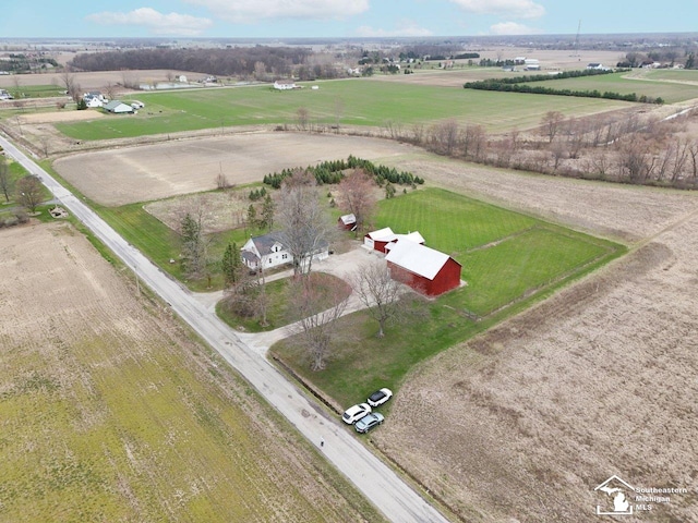 aerial view with a rural view