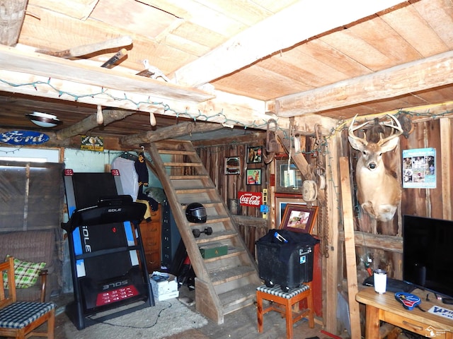 below grade area with stairway