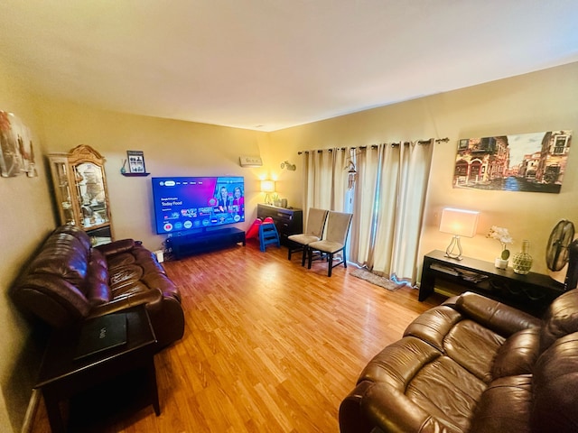 living room with wood finished floors