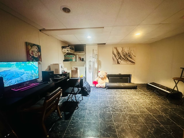 sitting room featuring tile patterned floors