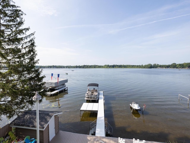 view of dock featuring a water view