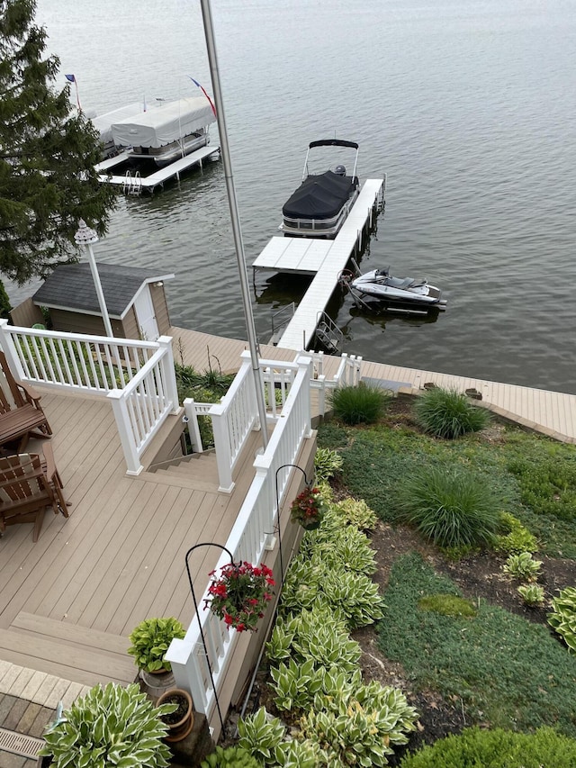 dock area featuring a water view