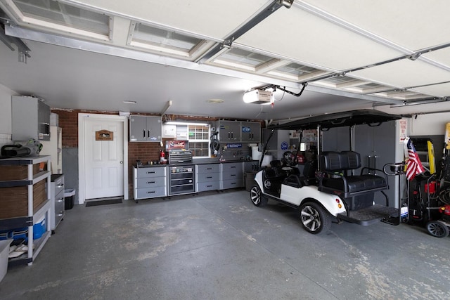 garage with a garage door opener