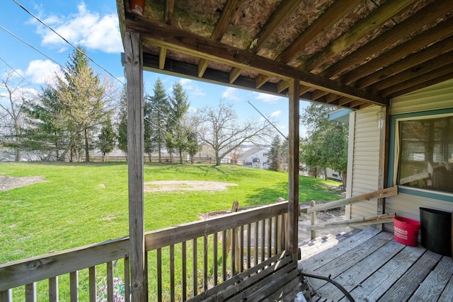 8825 Mills Rd, Manitou Beach, MI 49253 - wooden terrace with a yard