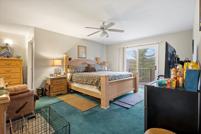 26765 Plumgrove Ln, Farmington Hills, MI 48334 - bedroom with a ceiling fan, access to exterior, and carpet