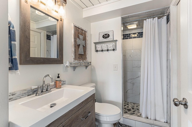 17570 Apache Trl, Howard City, MI 49329 - bathroom featuring vanity, toilet, and a stall shower